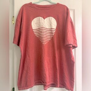 Maurices Red Ombre Valentine Heart Graphic Oversized Vintage T Shirt - size 1X